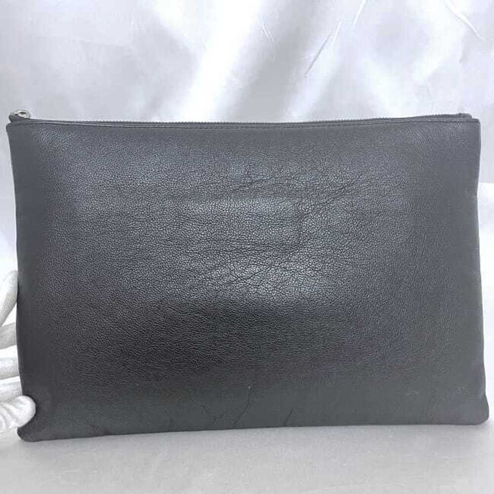 Balenciaga Clutch Bag Black Leather Zipper Logo Handbag Shoulder Grain - Picture 7 of 10